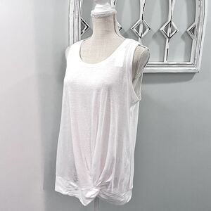 LOFT white sleeveless gathered knotted tank top